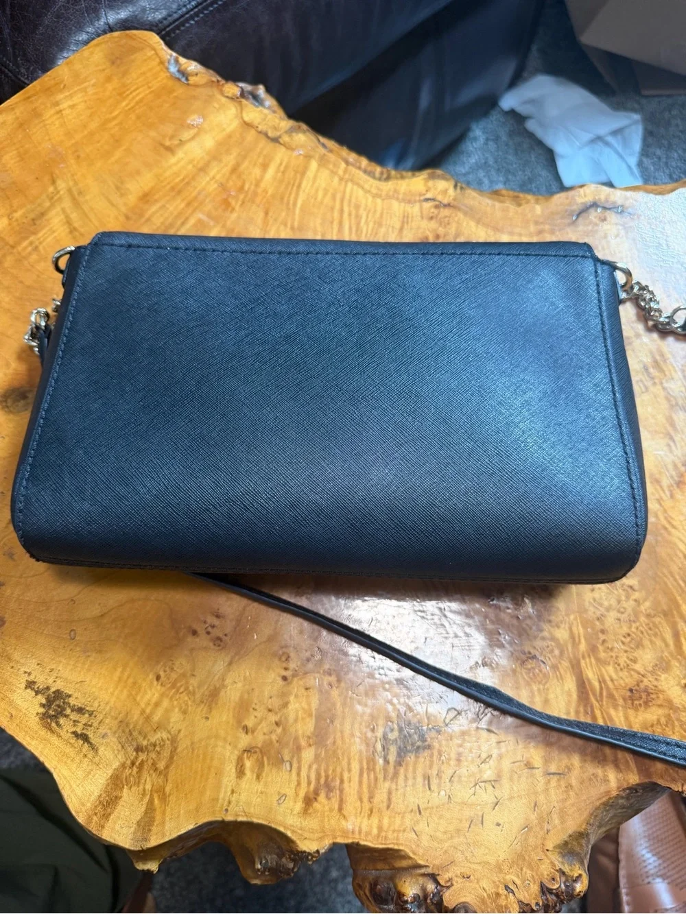 Kate Spade New York Black Saffiano Leather Flap Top Envelope Crossbody Bag Purse